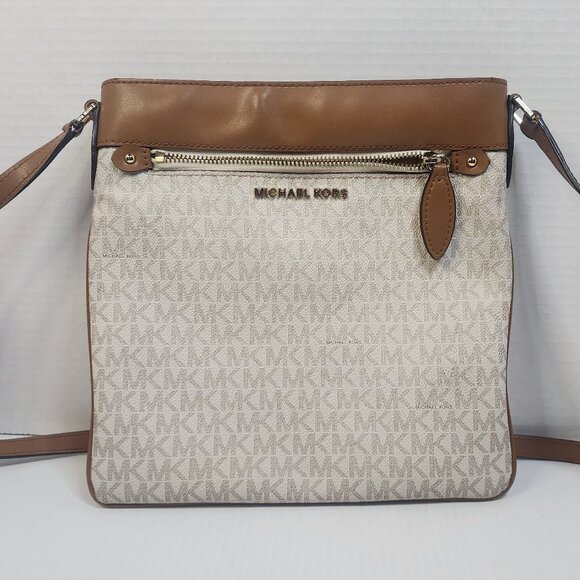 Michael Kors Handbags - Michael Kors, the Jet Set Signature Logo Small Flat Crossbody Bag